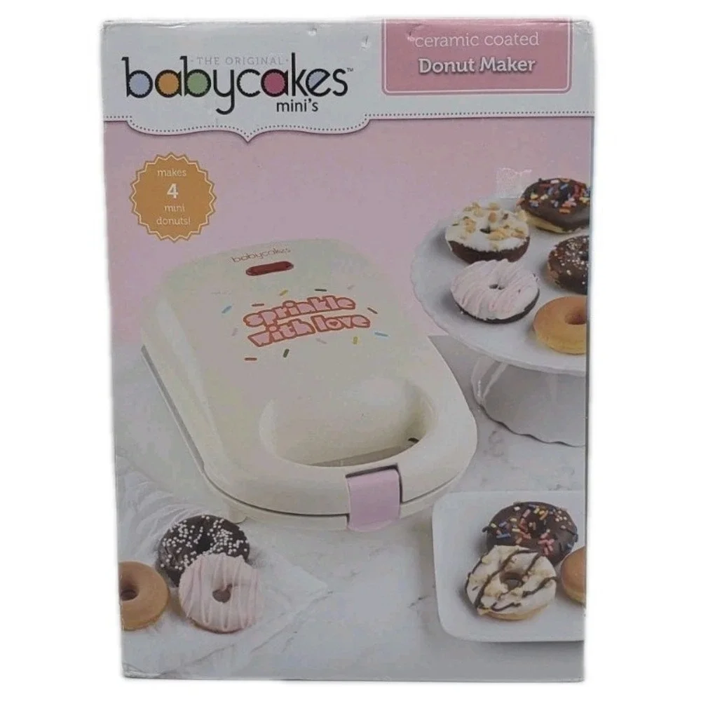Babycakes Mini's Donut Maker "Sprinkle With Love" makes 4 Ceramic DNM-301 - Picture 2 of 7